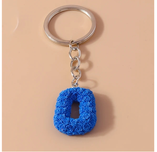 Fashion Rose 26 Letter Keychains Sweet Flower A-Z Alphabet Keyrings For Women Handbag Pendant Ornaments Jewelry Accessories O