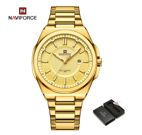 Naviforce NF9212 Men Luxury Gold Sport Quartz Date Clock Business Military Waterproof Wristwatch GOLD