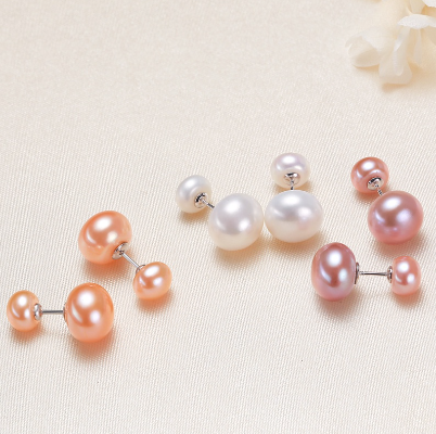 925 sterling silver earrings button half round pearl
