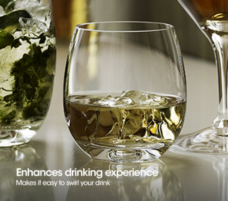 CRYSALIS Double Rock Wine Glass Stemless 360ml | 13oz [Set of 2] Bar Drinking Glass