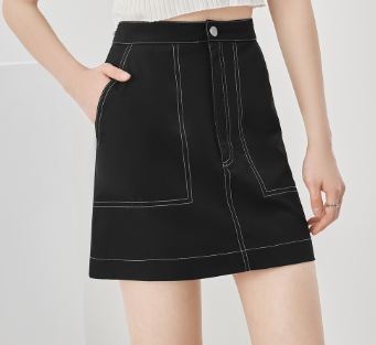 Lovito Plain Button Front Pocket Skirt L52AD144