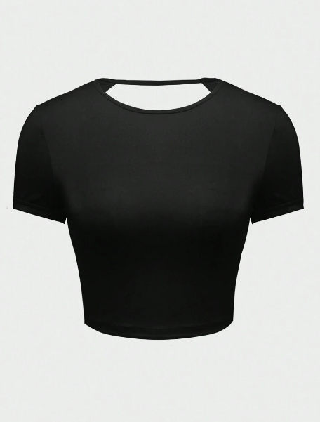 Women's Sports Ice Silk T-Shirt, Sexy Backless Design, Suitable For Running, Yoga, Fitness And Daily Wear, Slim-Fit Short Sleeve