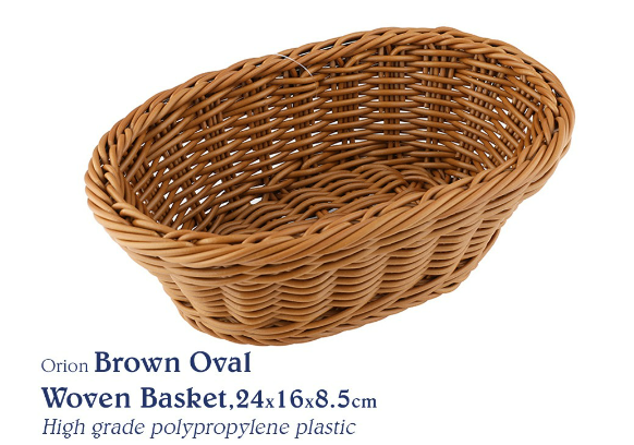Chef's Classics Hospitality Brown Oval PP Woven Basket, 24x16x8.5cm