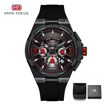 Mini Focus Luxury Men Watch Waterproof Luminous Chronograph Multifunction Sports Business Quartz Watch ALL BLACK