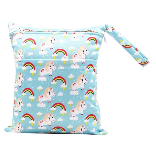 Diaper Wet Dry Bags Duble Zipper Printed Portable Waterproof Dag Storage Bag Swimwear Bag  30x36cm