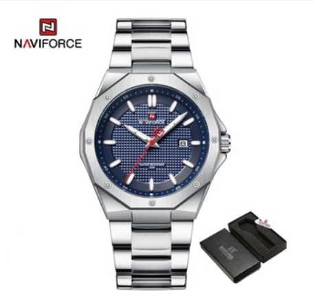 Naviforce Nf9200 Men's Luxury Military Sport Quartz Casual Dress Waterproof Creative Clock BLUE SILVER
