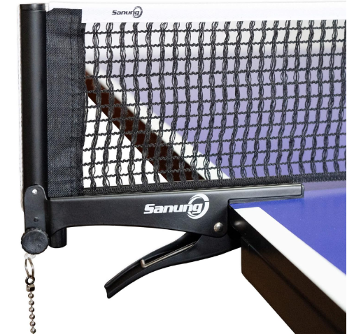 S506 Table Tennis Net and Post Set, Foldable Ping Pong Screw On Clamp Net Adjustable Post Set with Bead Chain Measuring Net Ruler for Any Standard Table Easy to Set up
