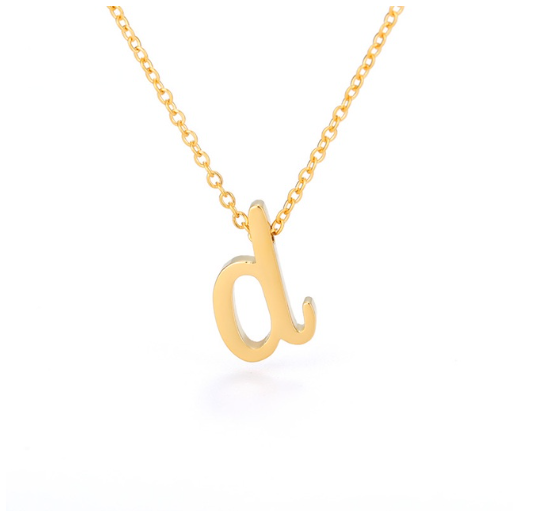 Maxzone Tiny Initial Letter Necklaces For Women Stainless Steel Old English Letter Vintage Necklace Boho Birthday Gothic Jewelry Gift D