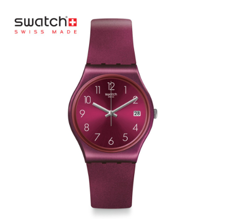 Swatch Gent Redbaya GR405 Red Metallic Silicone Strap Watch