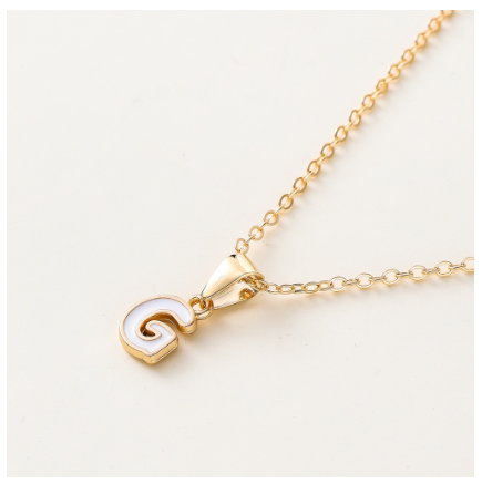 St.kunkka Three-Dimensional Metal English Letter Pendant Necklace Ladies Necklace A-Z for Gift G