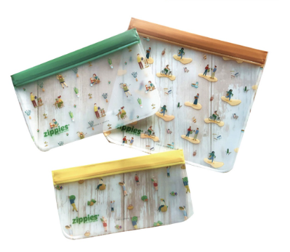 Zippies Lab Green Vibes Reusable Sampler Pack Lay Flat Storage Bags