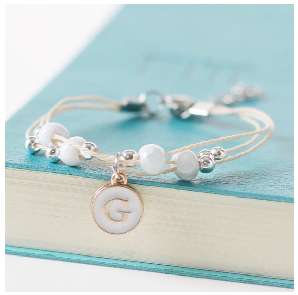 Ceramic beads 26 initials elastic beaded bracelet fashion men and women leisure bracelet lovers bracelet G
