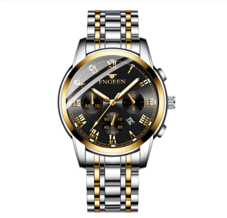 FNGEEN Men's Quartz Watch SILVER GOLD BLACK