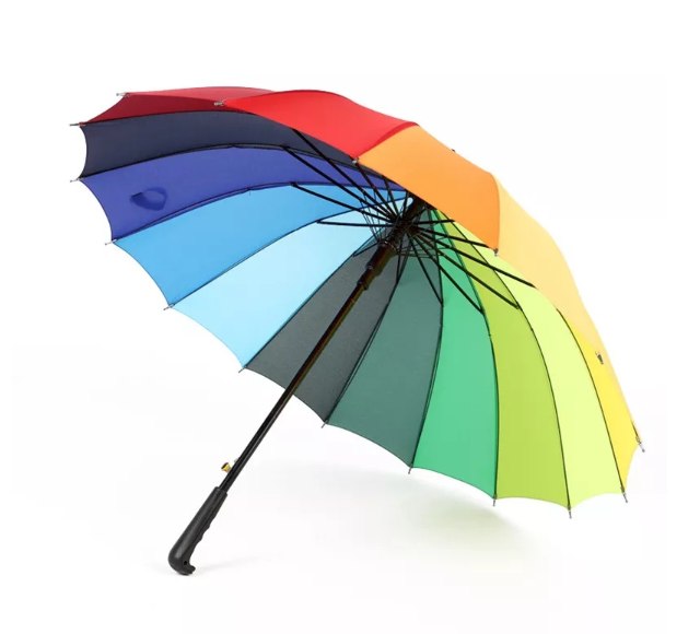 Rainbow Umbrella Rain Women Colorful Long Handle Umbrellas Windproof Travel Light Umbrella Payong