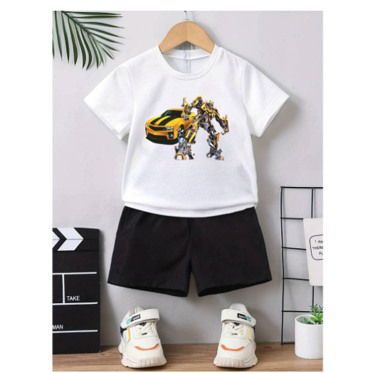Boys Shirt Suits Baby Polo Terno Clothes 0-5 years Child Print Shirt and Shorts Terno for KidSorts Two Sets of Kids S24