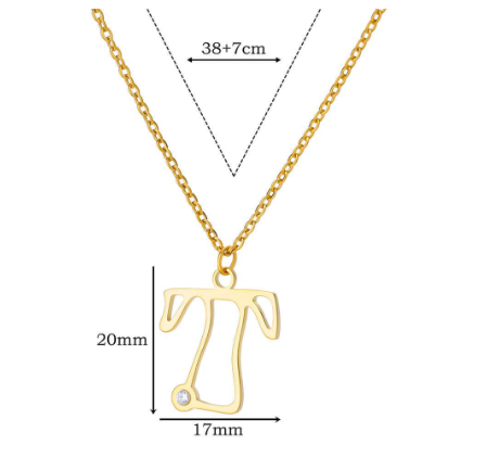 Zircon Initial Letter Necklace for Women Stainless Steel Gold Plated Chains Choker Name Pendant Necklaces New Vintage Jewelry T