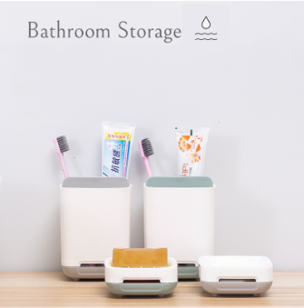 Locaupin Bathroom Storage Bar Soap Holder Box Shelf Case Toothbrush Organizer Draining Tray Rack