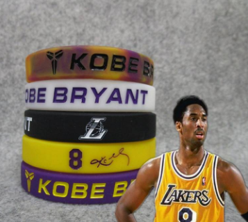 NBA Baller Band Lakers 8 Kobe Bryant Signature Sports Bracelets Silicone Glow-in-the-Dark Collection Wristband for fans