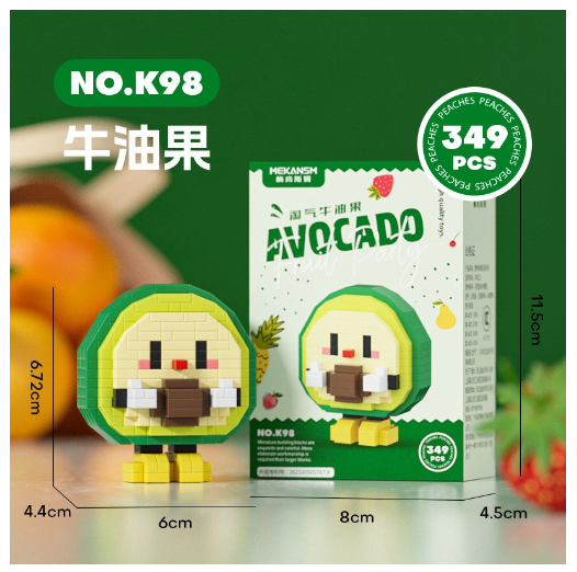 Mini Bricks Toys Trendy Fruit Happy Food Set Creative Desktop Decorations Birthday Gifts F2