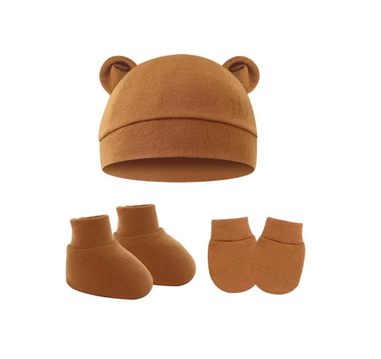 Baby hat Baby Mittens Booties Set newborn cap infant hats fashion Soft Cotton newborns Beanie 07