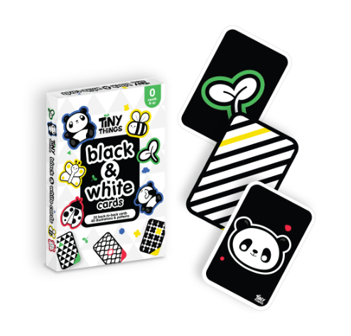 Tiny Things Black & White Educational Flash Cards | Newborn Baby Homeschool Visual Stimulation