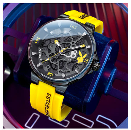 Playboy Watch For Men Waterproof Luminous Silicone Strap Original Mechanical Dial Trendy Fashion Style Men's Watch