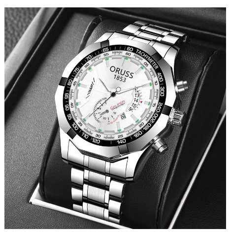 Original ORUSS Men's Stainless Steel Waterproof Luxury Fashion Business Watch Automatic Quartz Wrist Men M10
