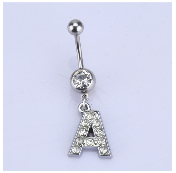 Body Piercing Drop Dangle Belly Button Rings Navel 26 Letter Ring Jewelry Sexy A