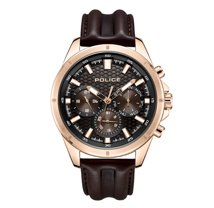 Police Malawi Brown Leather Analog Quartz Watch For Men PPEWJF2204103