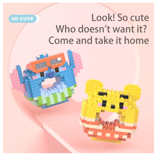 Lboyu Cute Cartoon Donut Building Block Ornaments Compatible with Lego Children's Toys M21