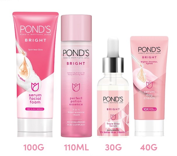 Ponds Ultimate Brightening Kit with Facial Foam 100G Essence 110ML Serum 30G and Cream 40G