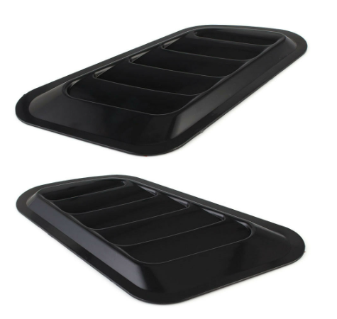 2pcs Universal Fit ABS Gloss Black Car Air Flow Intake Scoop Hood Vent Front Engine Cover