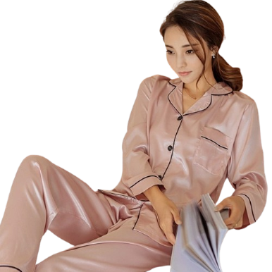 FallSweet Pajamas Sets For Women Silk Solid Sleepwear Plus Size Nigtwear Sets 5XL (Beige)