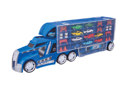 Speed City Stunt Transporter with 11 Vehicles (Blue)