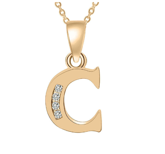 Couple Jewelry Fashion Gift Gold Color Cubic Zirconia A-Z Letter Copper Women Chain Pendant Initial C