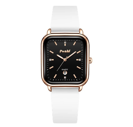 POSHI Fashion Square Rubber Ladies Watch Original Quartz Waterproof Watch for Women Sale Now Korean Style Fashion Casual Women F4