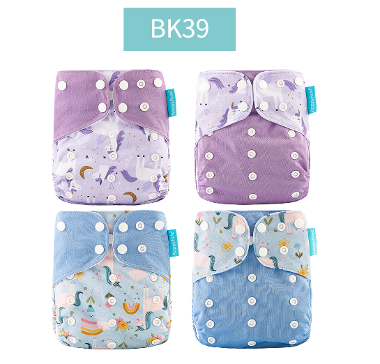 Happyflute 2023 4pcs set Washable Eco-friendly Baby Cloth Diaper Ecological Adjustable Nappy Reusable Diaper Fit 0-2year 3-15kg 05