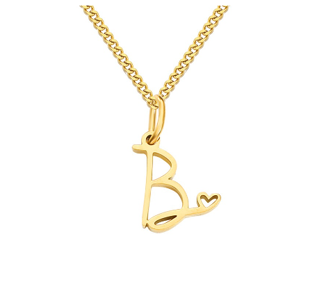 Cursive Initial Necklaces for Women Girls,14K Gold Filled Personalized Monogram Name Letter Necklace Jewelry Gifts B