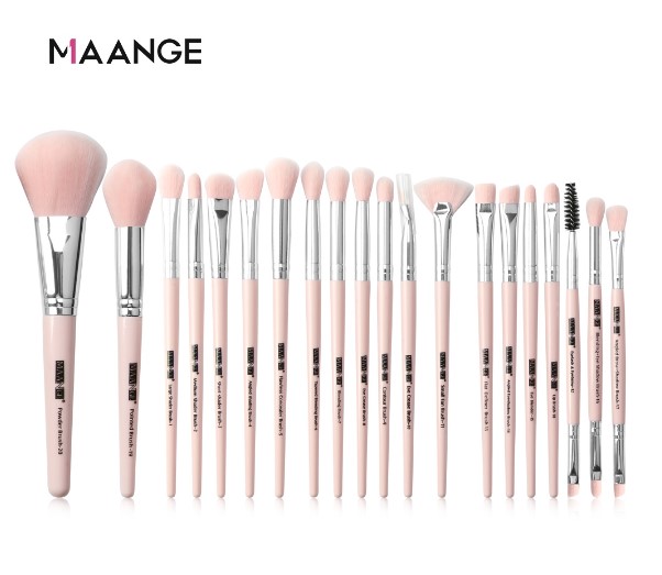 Maange Makeup Brush Set for powder blush eyeshadow brush set 20 Pcs Pink