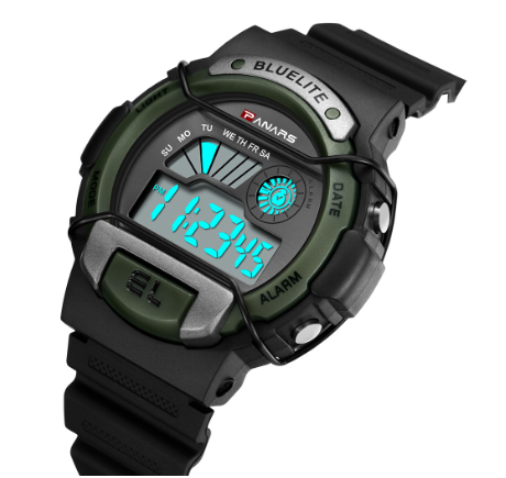 SYNOKE Men's Watch Fashion Digital Waterproof 50M LED Electronic Alarm Shockproof Watch GREEN