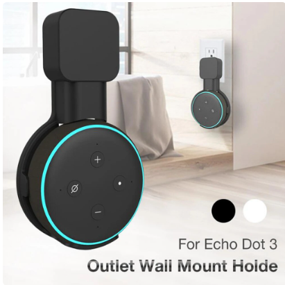 Outlet Wall Mount Table Stand Hanger for Amazon Alexa Echo Dot 3rd Gen Work with Amazon Echo Dot 3 , Holder Case Plug In