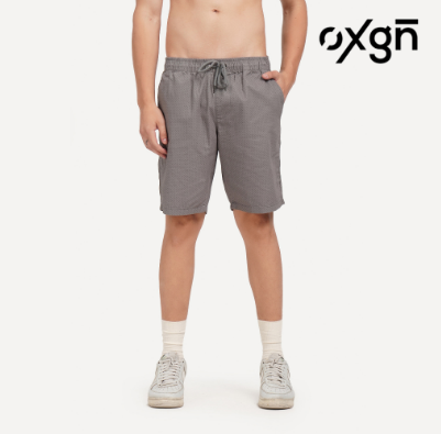 OXGN Printed Chino Shorts For Men (Gray/Khaki)