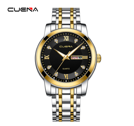 CUENA men's watch original brand luxury fashion business quartz waterproof  Watch SILVER GOLD BLACK