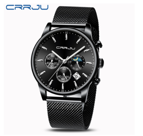 CRRJU Luxury Brand Mens Sport Watches Military Stainless Steel Quartz Waterproof 2266 X M09