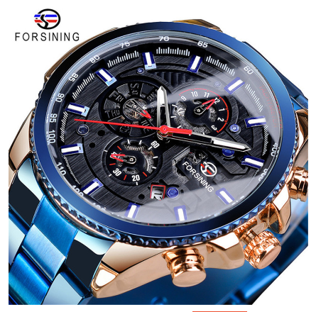 Forsining Watch for men Automatic Mechanical Watches Men stainless steel Tourbillon Waterproof Skeleton Wristwatch 2