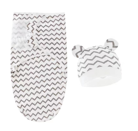 Newborn Baby Muslin Swaddle Blanket Hat Set Swaddle Bedding Wrap Blanket Baby Swaddling S65