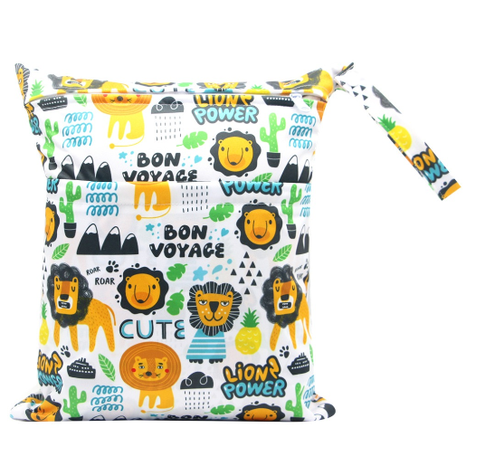 Diaper Wet Dry Bags Duble Zipper Printed Portable Waterproof Dag Storage Bag Swimwear Bag  30x36cm