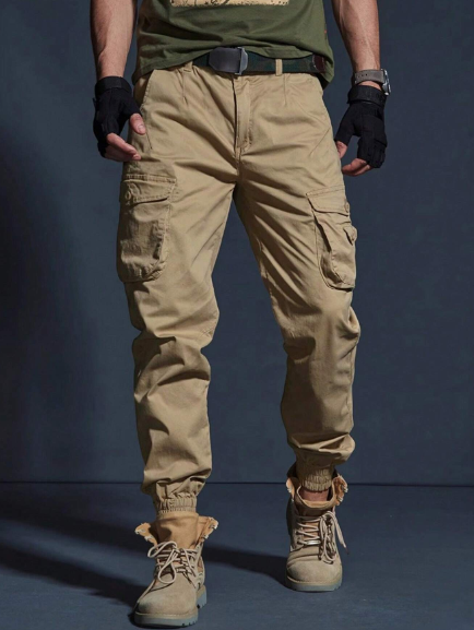 Manfinity Homme Men Flap Pocket Cargo Pants Without Belt