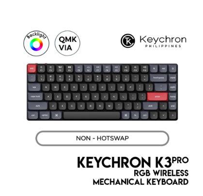 Keychron K3 Pro QMK Mechanical Keyboard 75% Layout, Wired/Bluetooth, RGB LED, Gateron Low Profile