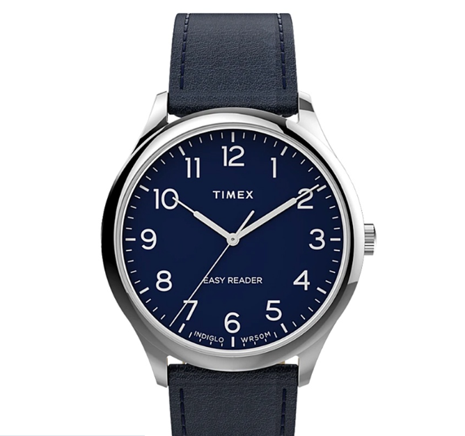 Timex Easy Reader Strap Blue Leather Analog Quartz Watch For Men TW2V27900 STYLE